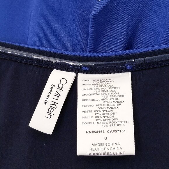 CALVIN KLEIN Women's 8 Blue Tummy Control Split-Cup Bandeau One Piece Swimsuit - Picture 11 of 16